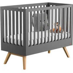 Vox Meubles Lit Bébé Nature Gris - 60 x 120 cm