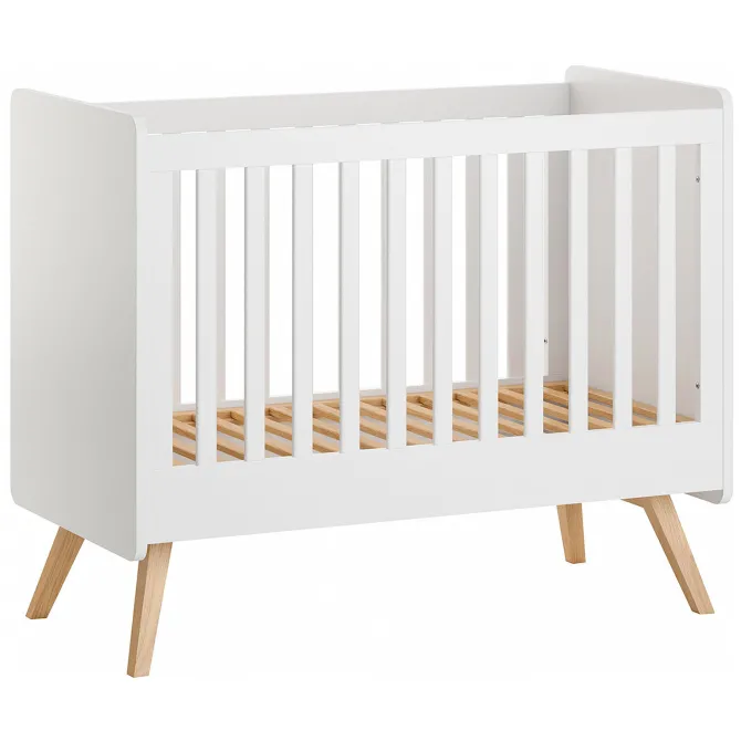 Vox Meubles Lit Bébé Vintage Blanc et Chêne - 60 x 120 cm
