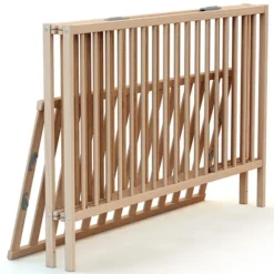 WEBABY Lit Bébé Pliant Flex Hêtre Brut et Gris - 60 x 120 cm