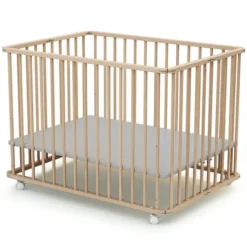 WEBABY Parc Carré Pliable - Hêtre Brut