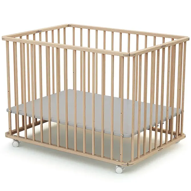 WEBABY Parc Carré Pliable - Hêtre Brut