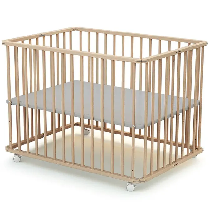 WEBABY Parc Carré Pliable - Hêtre Brut