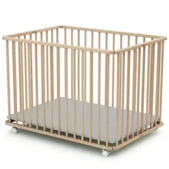 WEBABY Parc Carré Pliable - Hêtre Brut