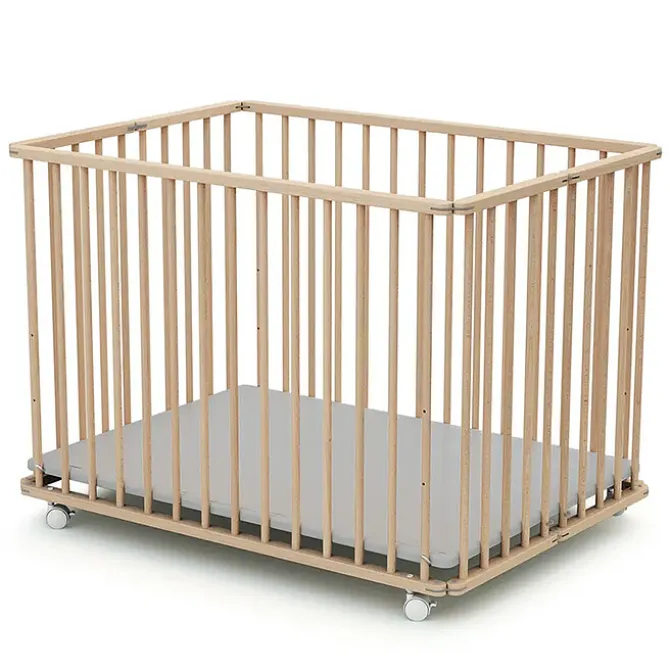 WEBABY Parc Carré Pliable - Hêtre Brut