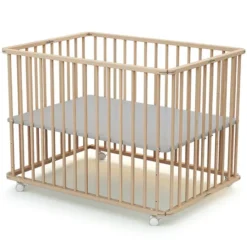 WEBABY Parc Rectangulaire Pliable - Hêtre Brut