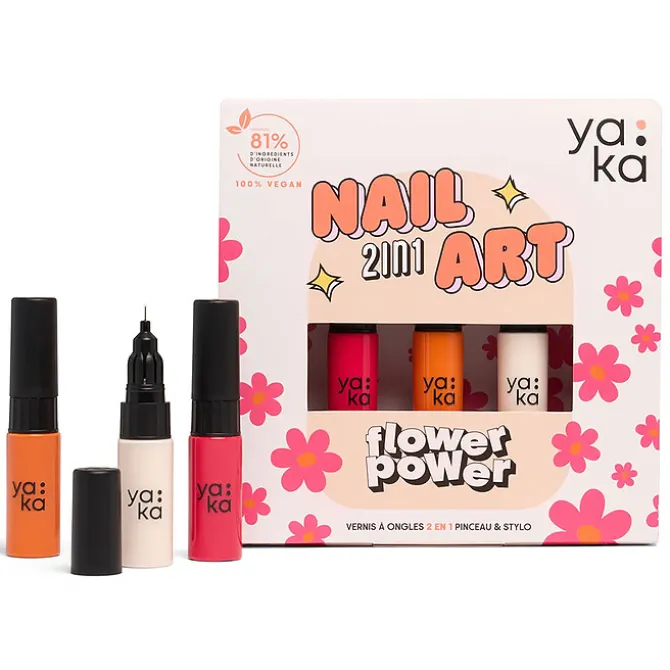 YAKA Kit Vernis à Ongles 2-en-1 Nail Art - Flower Power