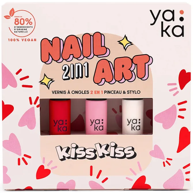 YAKA Kit Vernis à Ongles 2-en-1 Nail Art - Kiss Kiss