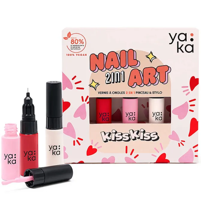 YAKA Kit Vernis à Ongles 2-en-1 Nail Art - Kiss Kiss